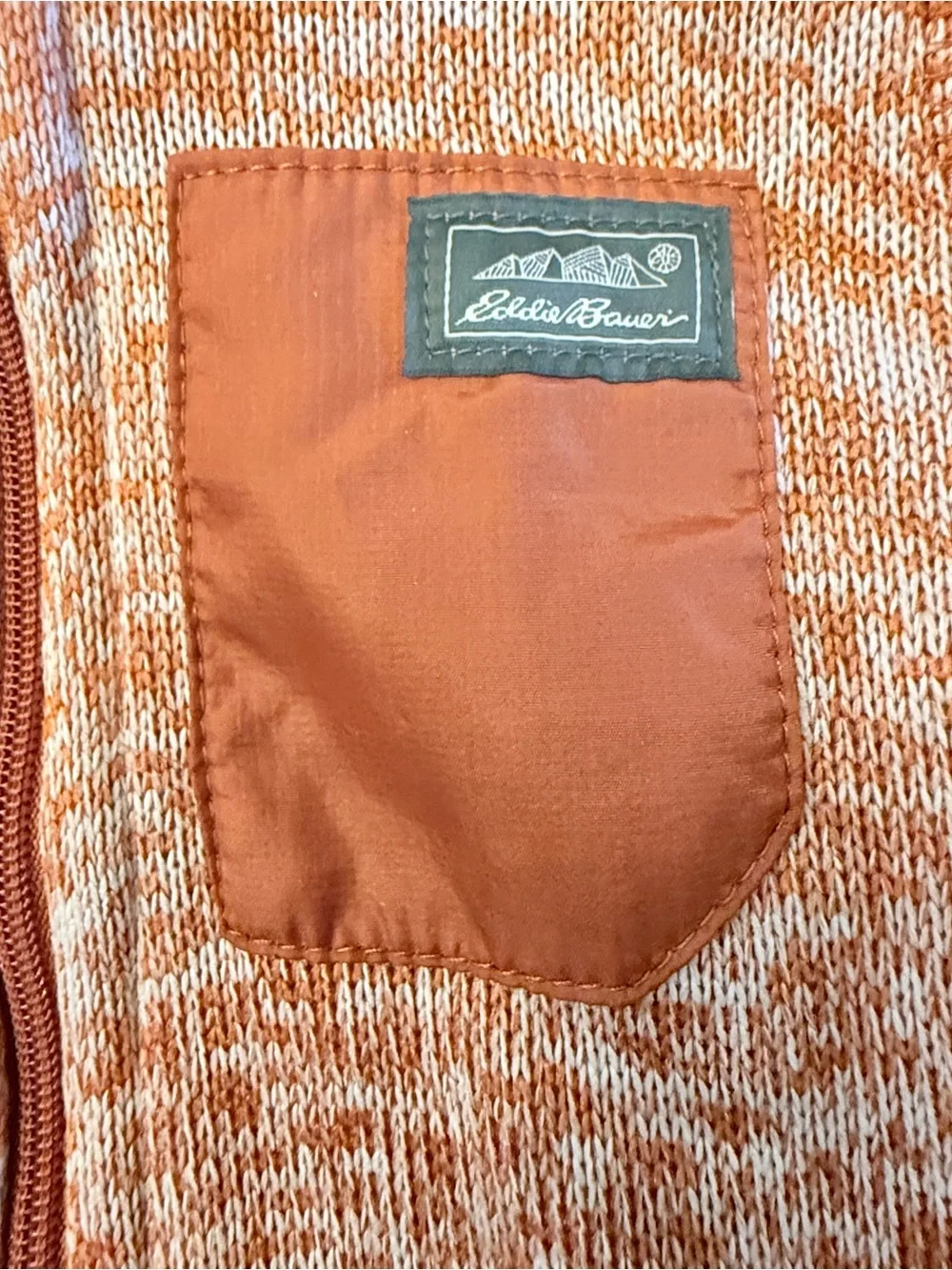 Eddie Bauer baby fleece zip-up one-piece - Orange Marled Sz 6-9m. EUC Q